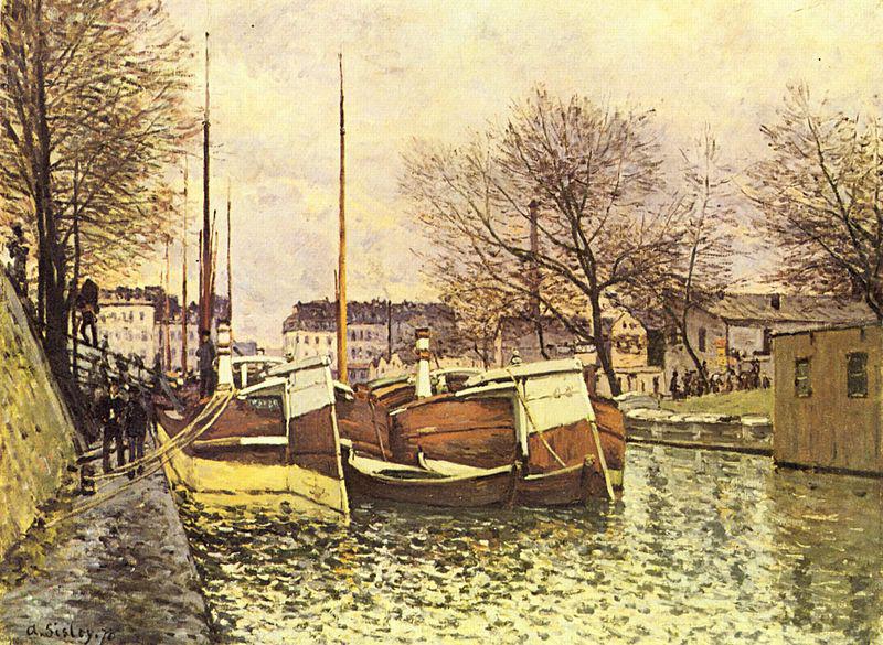 Alfred Sisley Kahne auf dem Kanal Saint-Martin in Paris oil painting picture